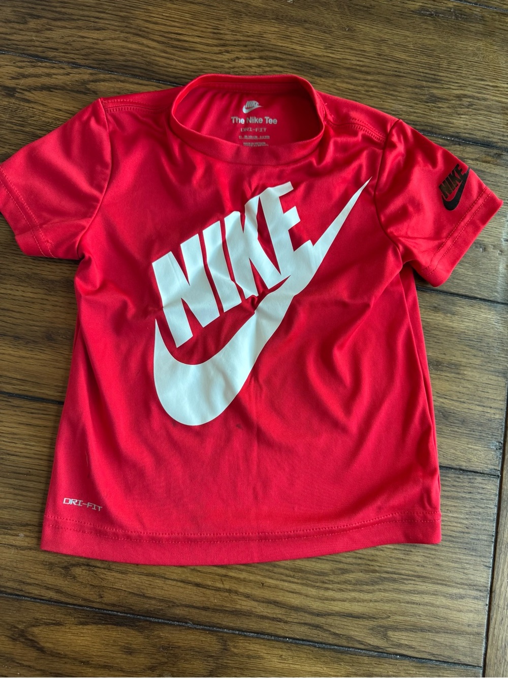 Nike Red Dri-Fit Tee with Large White Swoosh Logo